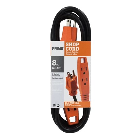 Prime Wire & Cable EXTN CORD 14/3 SJTW 8'L EC890708